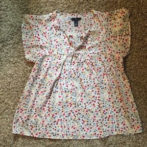 Floral ruffle sleeve blouse